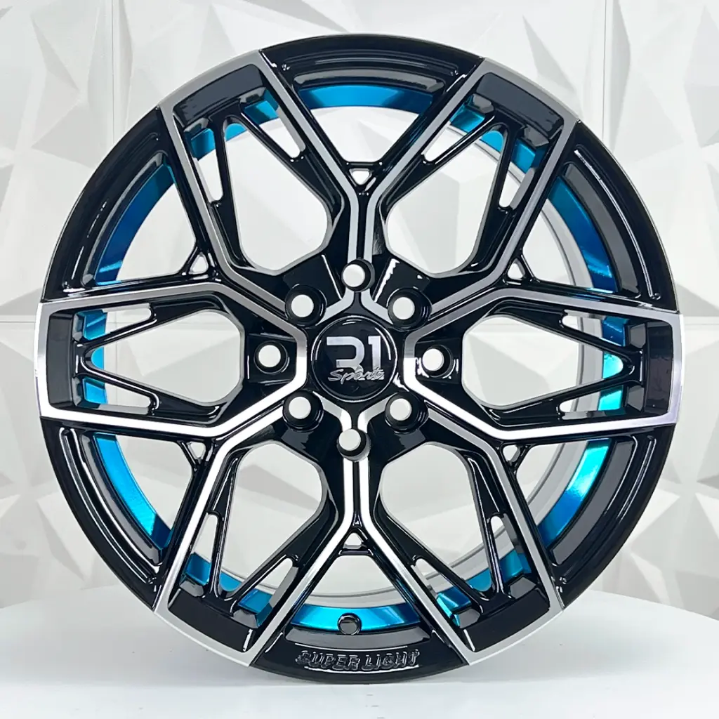 RIN 15X7 4-100/114.3 R1 SPORT 1314 BLACK MACHINE BLUE UNDERCUT* ET5 CB73.1 