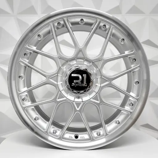 [176510F] RIN 17X7.5 5-100/4-100 R1 SPORT V119 HYPER SILVER MACHINE LIP CHROME RIVETS ET28 CB73.1 